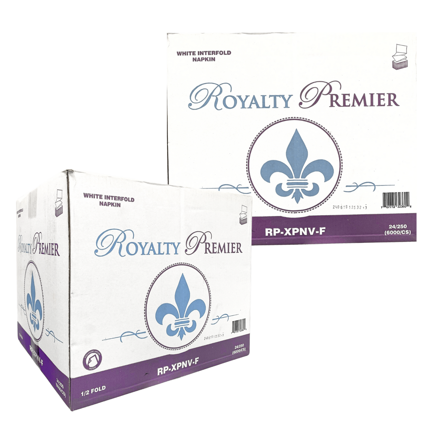 Royalty Premier White Interfold Napkin, 2-ply, 24/250 6,000 Napkins / Case