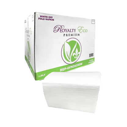 Royalty Eco Premium Off Fold Napkin White 1-Ply 24/250 6000 sheets/cs